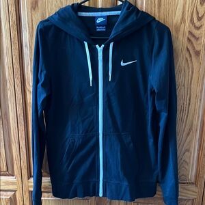 Nike Black Full-Zip Hoodie with White Accents